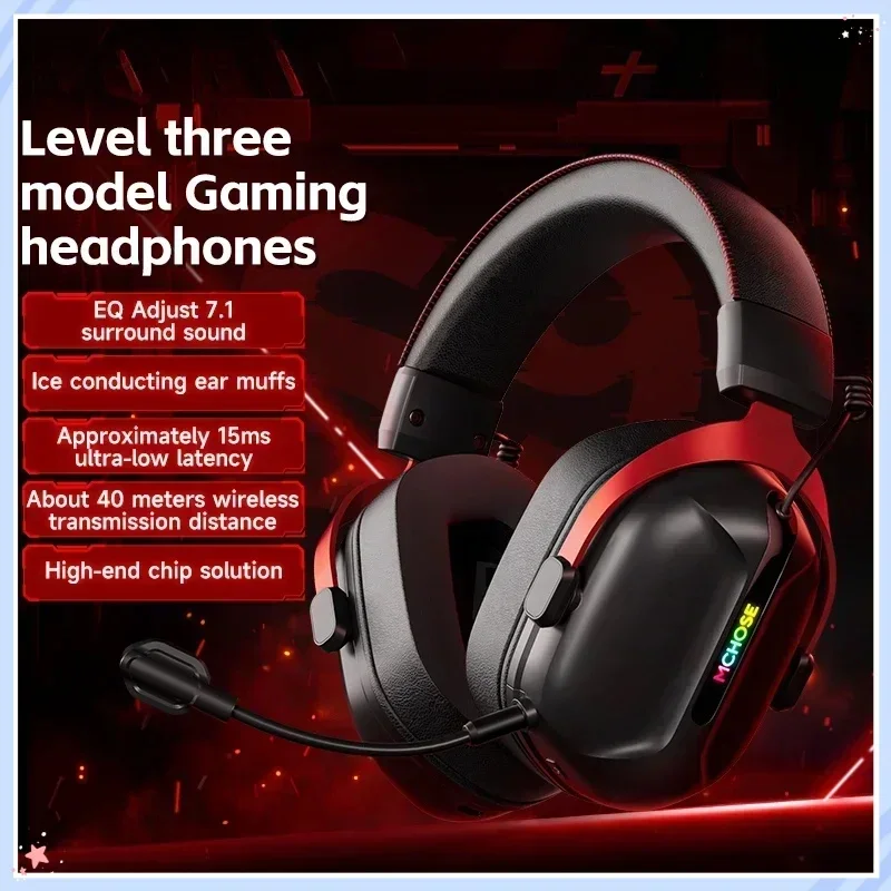 Mchose S9 Pro Esports Gaming Headset Wireless Headset Ai Noise Reduction Rgb Long Standby Aluminum Alloy Three-mode Low Latency