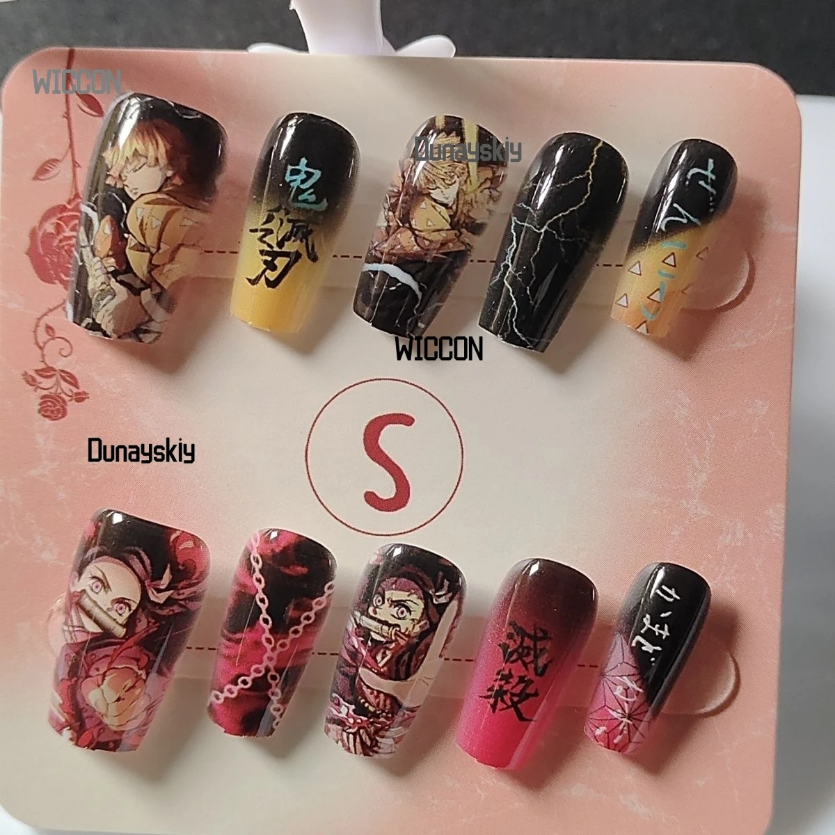 Agatsuma Zenitsu Nezuko Anime Cosplay Costumes Accessions Cool Kawaii Nails Demon Jirai Kei Fans Gift Daily Party Halloween