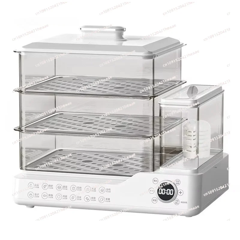 Suitable for Steamingand Cooking Three-Tier Multifunctional Breakfast Maker Home  Electric Steamer with Water Tank for Simmering