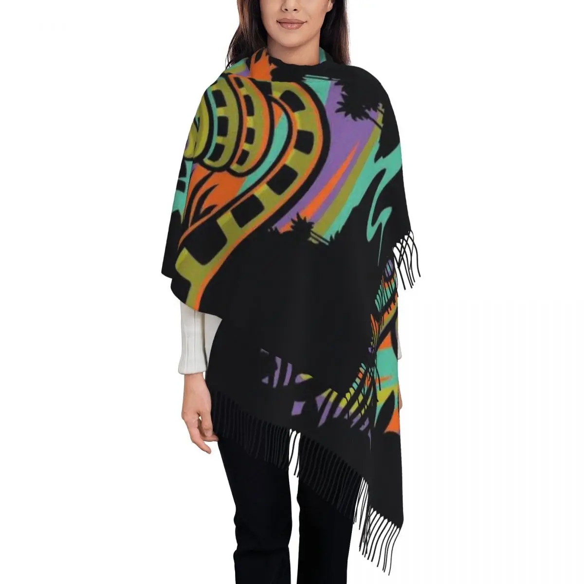 

Изготовленный на заказ шарф «Книга джунглей» Kaa Shere Khan для женщин, длинные зимне-осенние теплые шаль с кисточками, шарфы унисекс