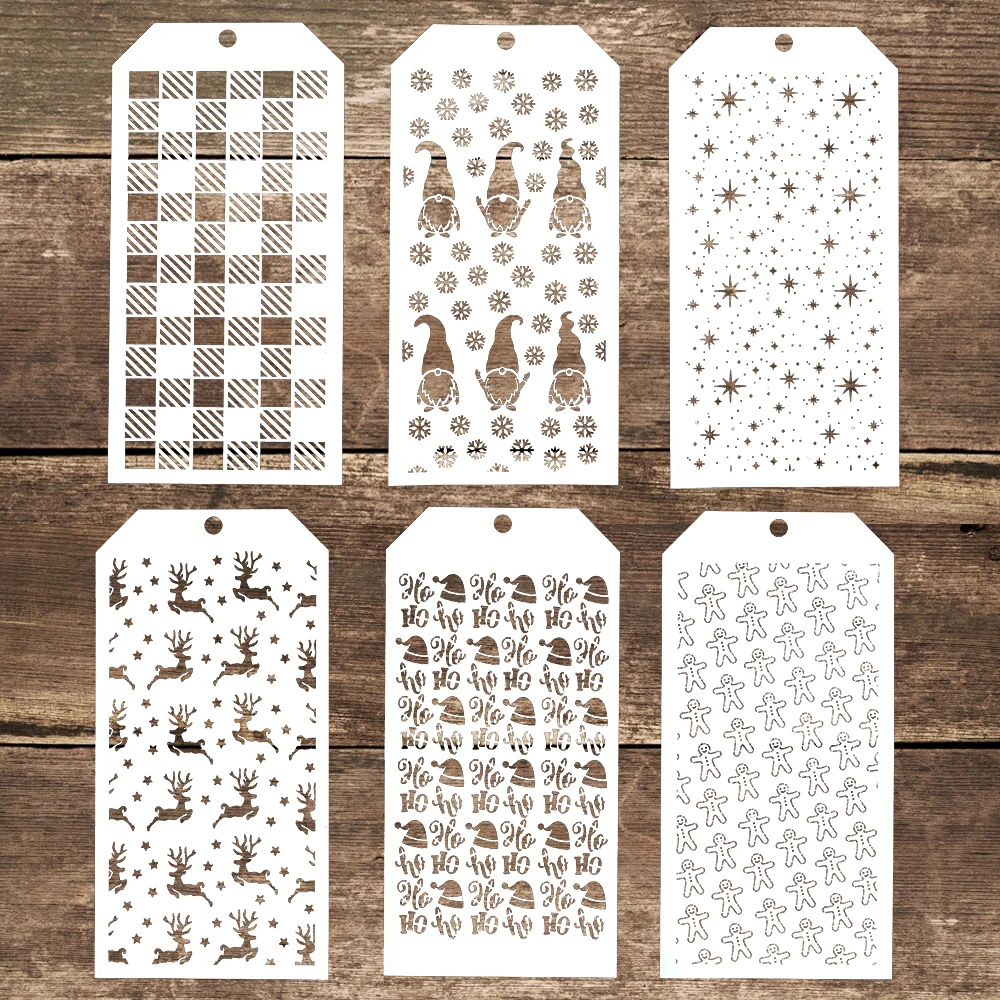 6 szt. 12*24 cm bezszwowy szablon świąteczny do scrapbookingu malowanie albumu robienie papierowych kart rzemiosło szablon dekoracyjne wytłaczanie