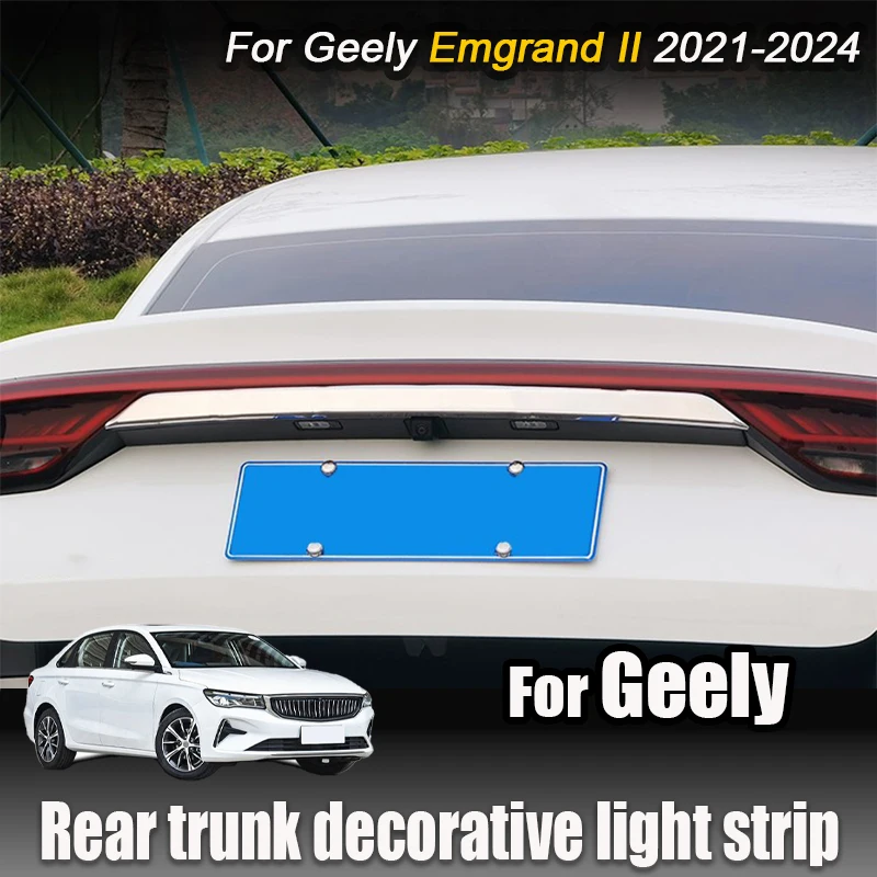 

Для Geely Emgrand 2021 2022 2023 2024, накладка на заднюю дверь из нержавеющей стали, декоративные наклейки на заднюю багажник, внешние наклейки