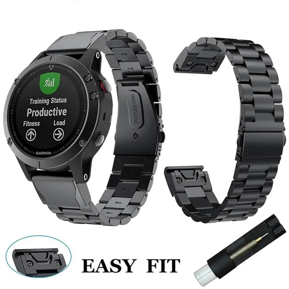 QuickFit 22mm 26mm Stainless Steel Straps For Garmin Epix Enduro 2 Instinct Tactix 7 Pro Delta Descent mk2i mk2 mk1 Watch Bands