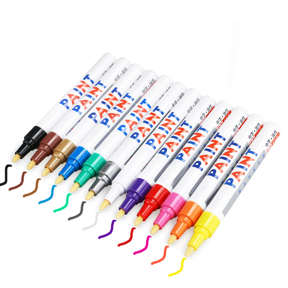 

12 Colors Waterproof Oil Based Paint Marker Pen Fine Tip Permanent Art Craft Marking Pens For Glass Wood Metal Plastic Tire