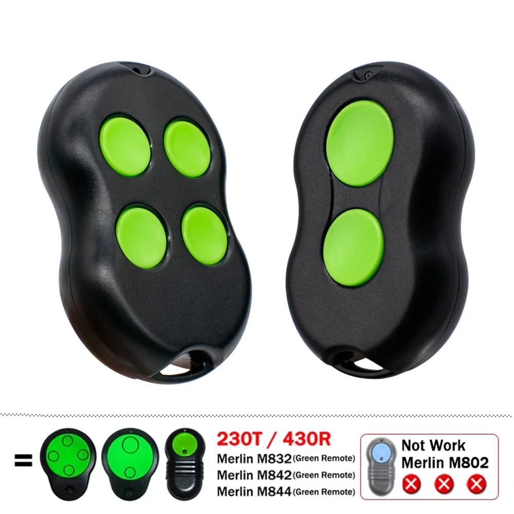 MERLIN M842 M844 1A6487 M832 433.92MHz Garage Door Remote Control and Merlin ProLift 230T 430R Door Opener / Motors