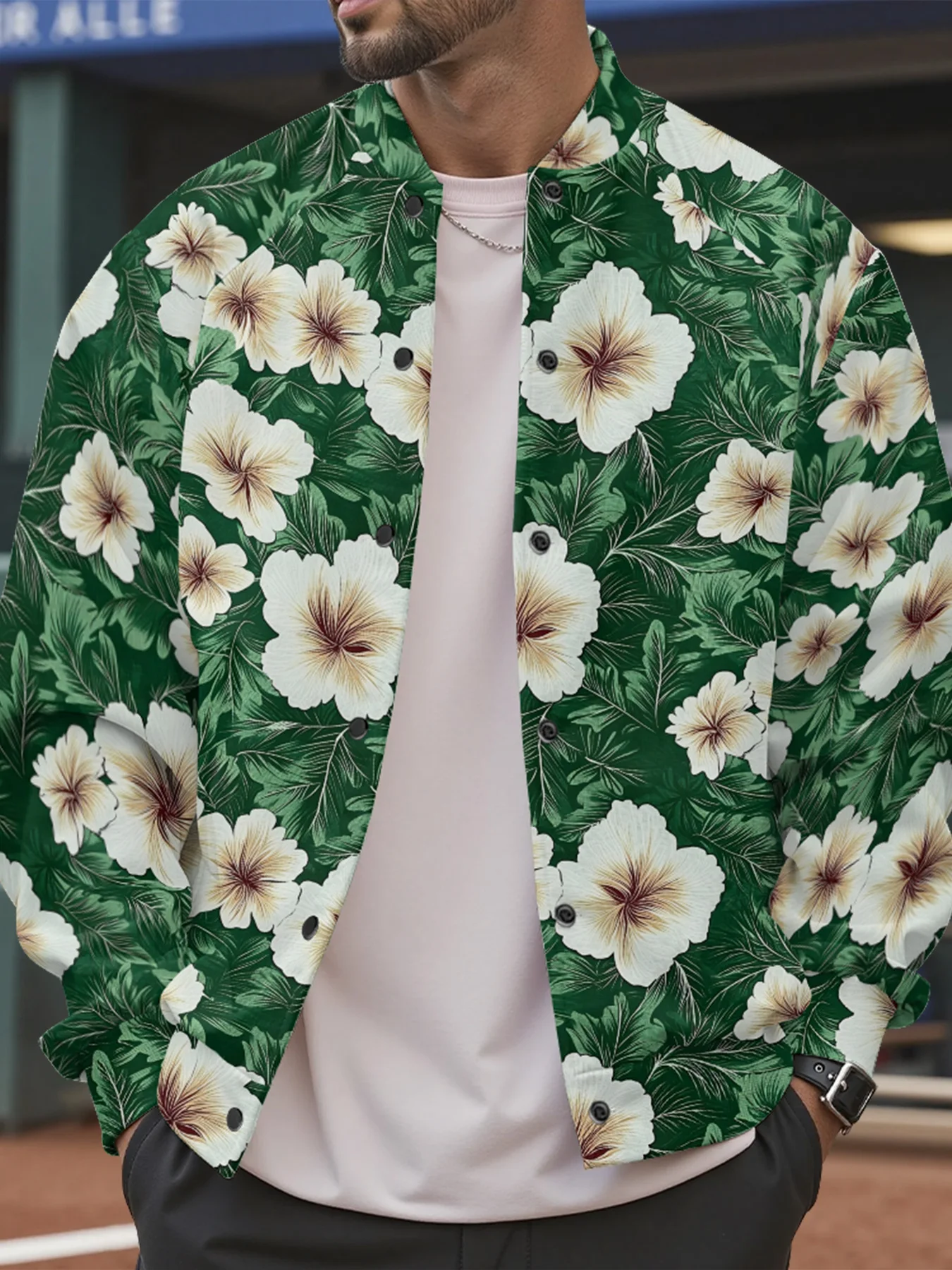 Floral Baseball Jackets Women Men Spring Button-Up Outerwear Botanical Prints Casual Korean Street Fashion Fall Layering Piece