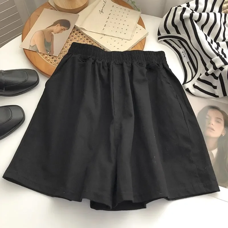 High Waist Wide Leg Pants Women's Summer Korean Sle Loose Fit Cotton Elastic Waist Sports Casual orts Home Wear