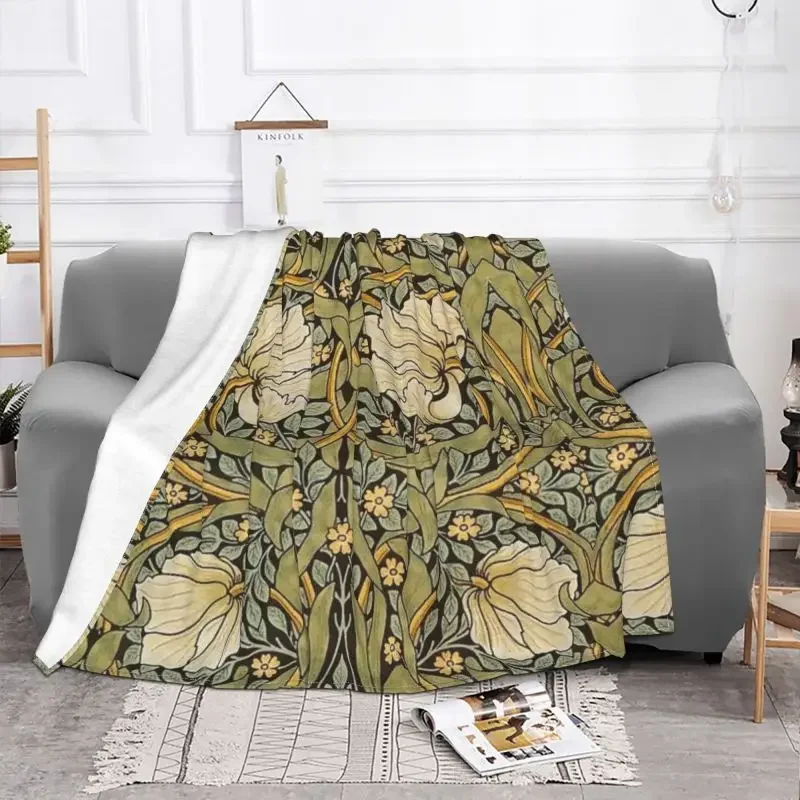 William Morris Pimpernel Blanket Warm Fleece Soft Flannel Floral Textile Pattern Throw Blankets for Bed Sofa Travel Autumn