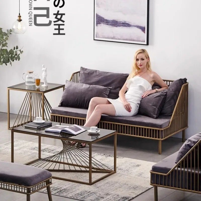 Nordic wrought iron sofa Internet celebrity beauty salon clothing store reception small apartment living room creative double co