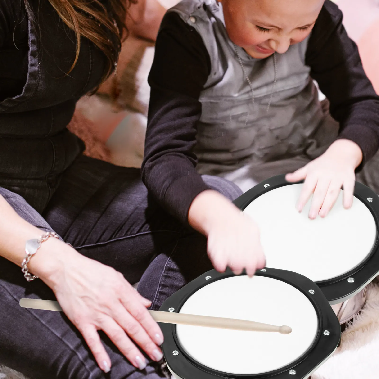1Set Drum Practice Pad Wood Nylon Tpe Quiet Drum Mat for Practice and Technique Training Suitable for Beginners and Advanced