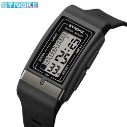Synoke Men Rectangular Sport Electronic Watch Waterproof 50M Night Light Large Screen Alarm Clock Trend Retro Style Women Watch