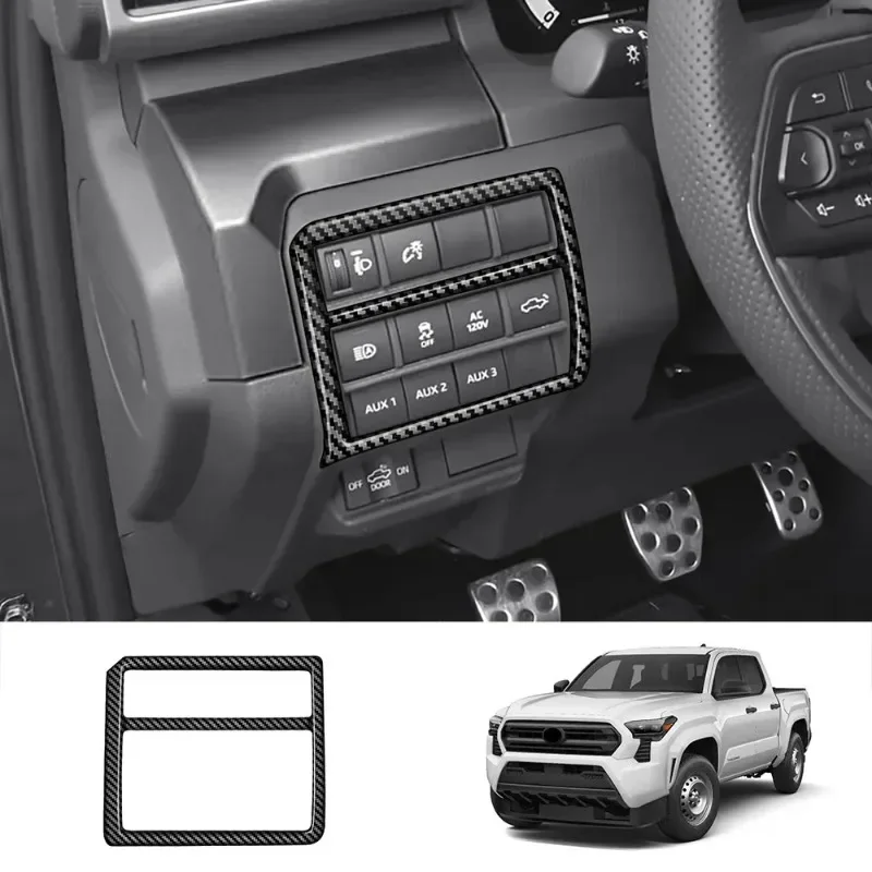 

For TOYOTA TACOMA 2024-25 ABS Carbon Fiber Car Multi Functional Button Headlight Switch Frame Cover Trim Sticker Car Accessories