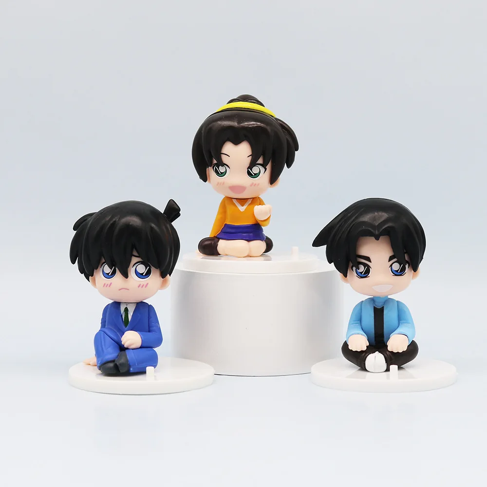 8 pçs/set Anime Detetive Conan kawaii q-versão Postura sentada Figura de ação PVC Modelo Brinquedos boneca Ornamentos de carro Presente colecionável