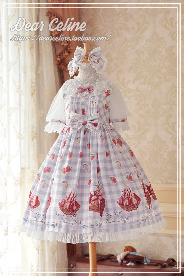 Lolita Strawberry Ice Cream Ruffle Neck Lolita Dress by DearCeline