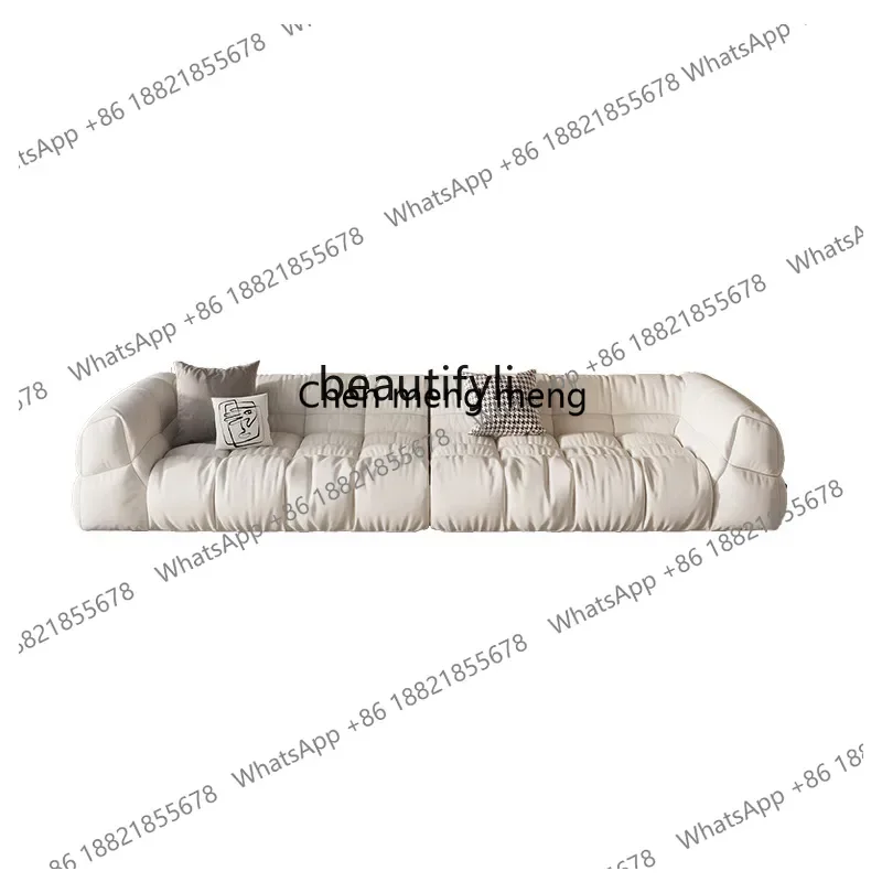 new CXH Silicone Leather Straight Row Sofa, Small Apartment, Cream Living Room, Down Cloud Sofa ss 26