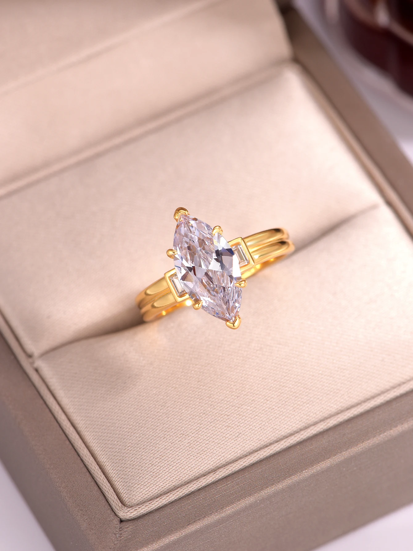 S925 فضة 3CT ماركيز مويسانيتي خاتم مجموعة غرامة مجوهرات مطلية بالذهب 18 كيلو مناسبة لهدايا عيد الميلاد