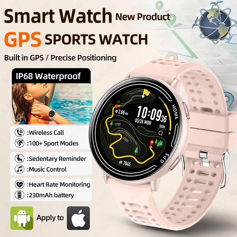 

LIGE женские спортивные умные часы 2026 новые встроенные GPS Bluetooth вызов 1 атм водонепроницаемый 1,39-дюймовый дисплей монитор сердечного ритма умные часы