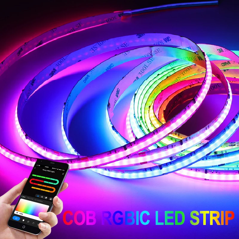 Tuya Wifi RGBIC COB LED Strip Light Adhesive Tape Addressable Dreamcolor RGB Lamp Ribbon 24V APP Control For Home Decoration