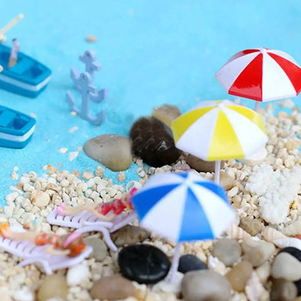 Ornaments Miniature Landscape Dollhouse Miniature Figurines Bonsai Decor Micro Landscape Beach Seascape Decoration Sun Umbrella