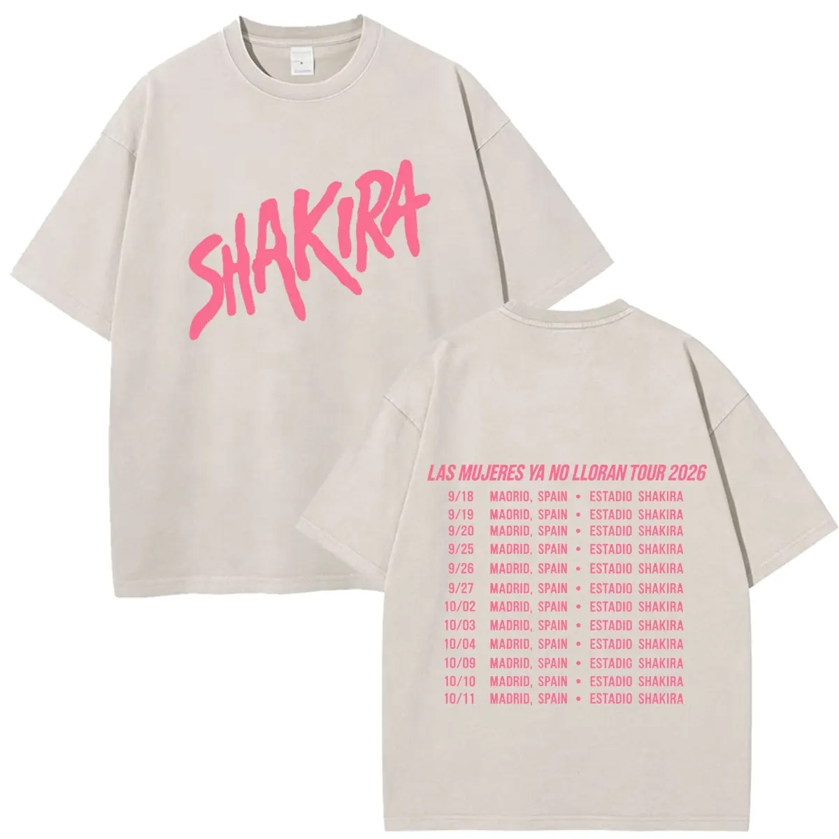 Shakira Las Mujeres Ya No Lloran 2026 Tour Print Vintage Washed Fan Geschenk T-Shirts Herren Damen Mode Locker Lässig Baumwoll-T-Shirt – Detail 7