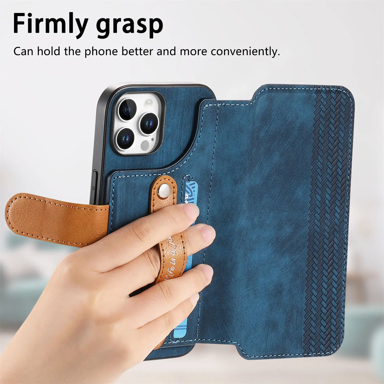 กระเป๋าสตางค์หนังสําหรับiPhone 16 15 14 Plus 13 12 11 Pro MaxสายKickstandช่องเสียบบัตรเครดิตกันกระแทกปกหลังShell