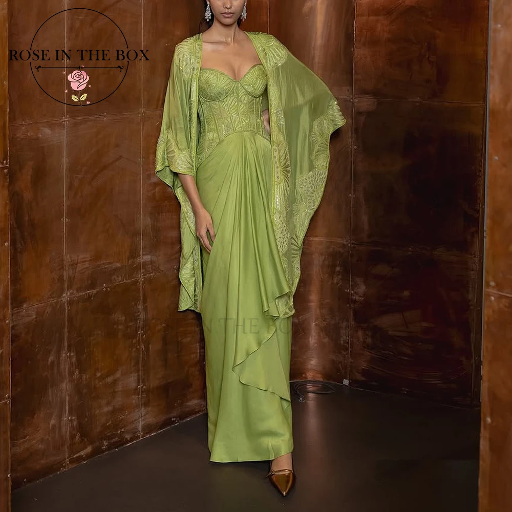ROSEINTHEBOX personnalisé vert Lime Couture robe avec Capelet Corset robes de soirée chérie dentelle robes de soirée élégantes