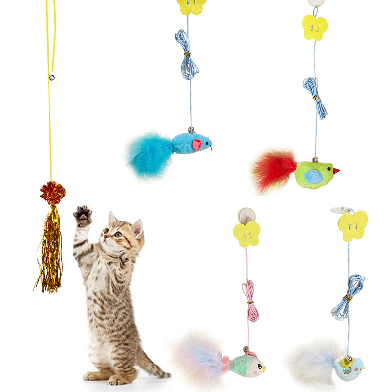 Pendurado Telescópico Cat Teaser Stick Swing Swing Back And Forth Comprimento Da Corda Ajustável No Quadro Da Porta Dando Cat Mint Pet Toys