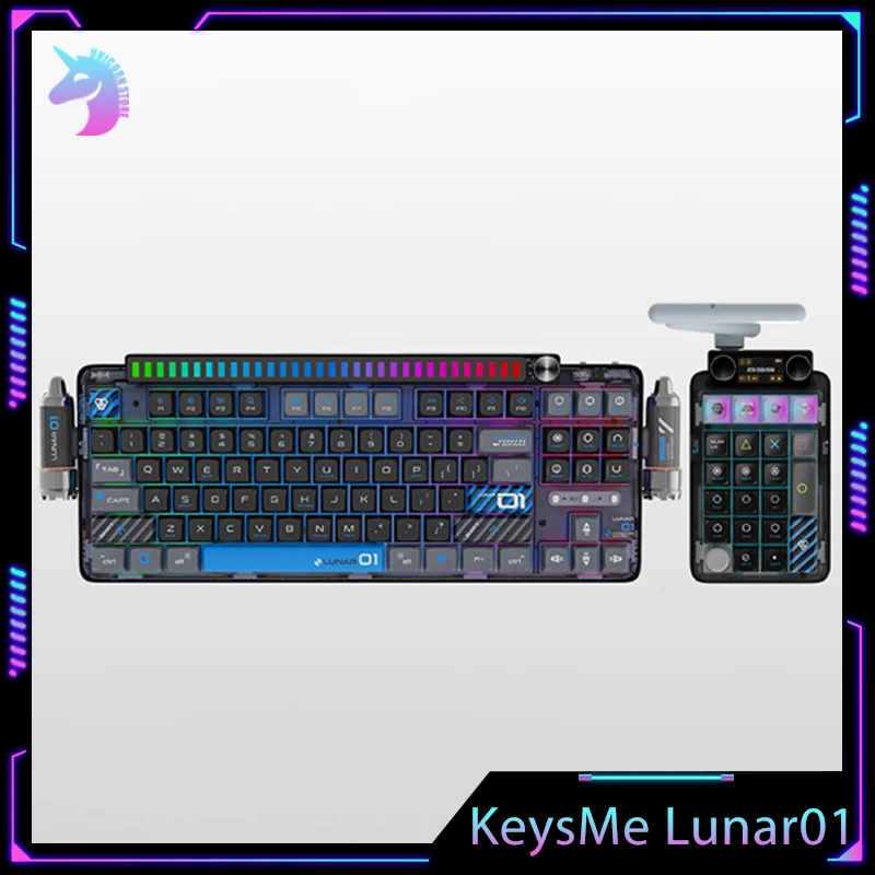 

KeysMe Lunar01 Wireless Mechanical Keyboard Bluetooth Keyboards Aluminum Alloy 3Mode CNC Gasket Custom Rgb Light Gamer Keyboard