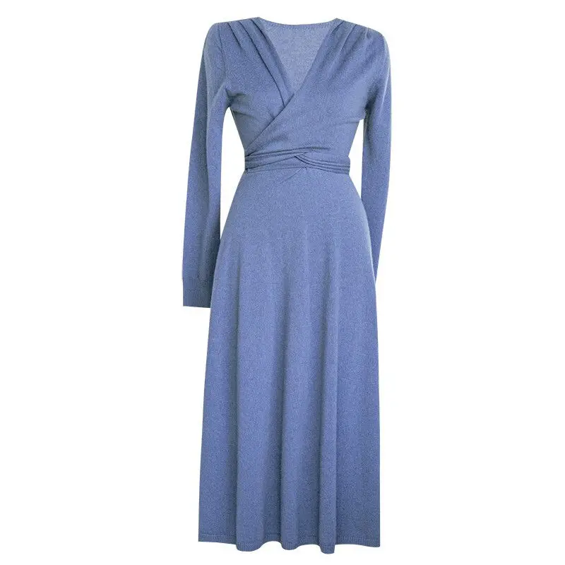 100% Australia Imported High Wool Dress Female Autumn and Winter Clothing New Sweater Skirt