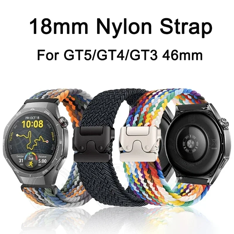 Cinturino in nylon intrecciato da 22 mm per HUAWEI WATCH GT5 Pro 46mm Cinturino di ricambio per cinturino per orologio Huawei Gt4 Gt3 GT2 46mm