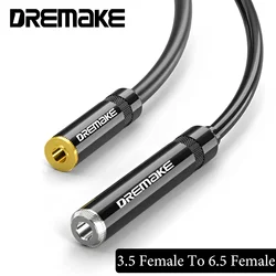 0.3M 3.5mm Female To 6.5mm Female Audio Extension Cable Dual Channel Stereo TRS 3.5 To TRS 6.5 Adapter Cable Gold Plated