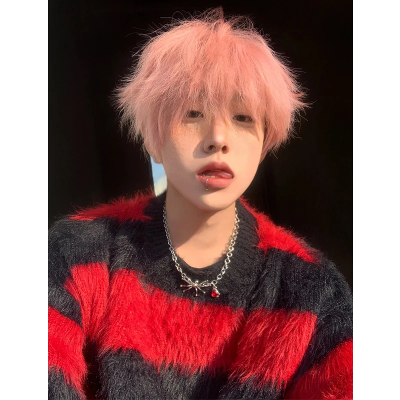 

Модный зимний мужской вязаный свитер в полоску в американском стиле, свободного кроя, с длинными рукавами и круглым вырезом, от бренда Camere