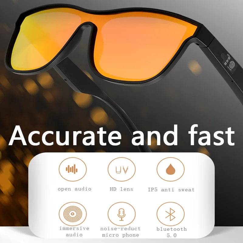 

Smart Wireless Headset Binaural Open Ear Stereo Headphones Translation Sunglasses