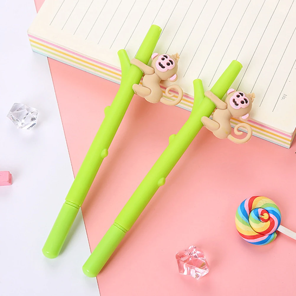 

12 Pcs Creative Student Pens Black Plastic Gel Pens Stationery Fine Tip Refillable Business Office Writing Tools Portable