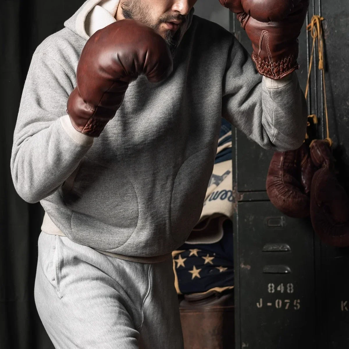 Rugged Bronson 1930s Boxing Pockets Hooded Sweatshirt Extra Heavy Weight Cotton Hoodies