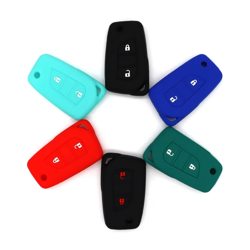 Adecuado para Toyota Ralink Vios Crown Ruiz Corolla, funda para llave de silicona plegable mecánica de 2 botones