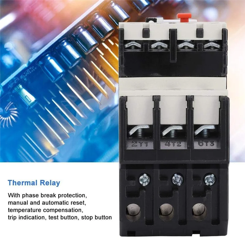 25A Thermal Overload Relay Phase Failure Protection Thermal Overload Relay Fireproof Grade IP20 Auxiliary Contact 1NO+1NC