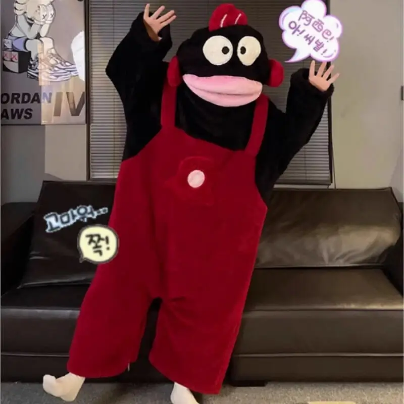 أنيمي الكرتون سانريو Hangyodon قطعة واحدة زوجين منامة الخريف الشتاء جديد كبير الحجم المرجان المخملية المنزل منامة هدية للأصدقاء