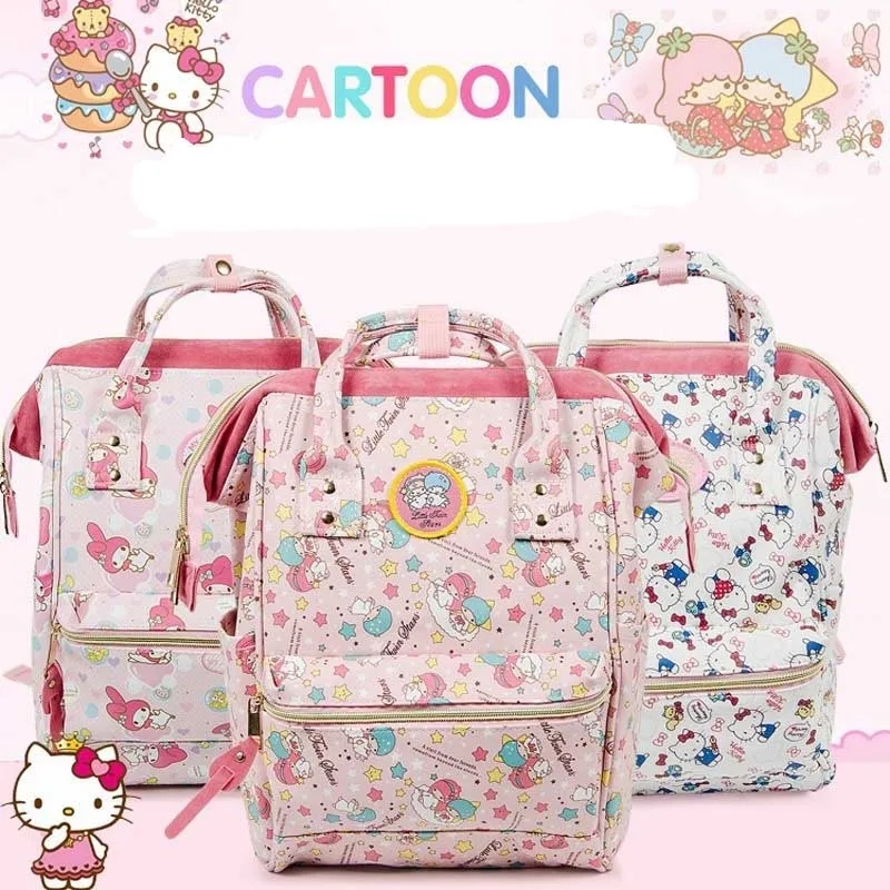 Hello Kitty Backpacks Cartoon Kawaii Backpack High Capacity Waterproof Sanrio Leisure Bag Anime My Melody Bags Back To School PU