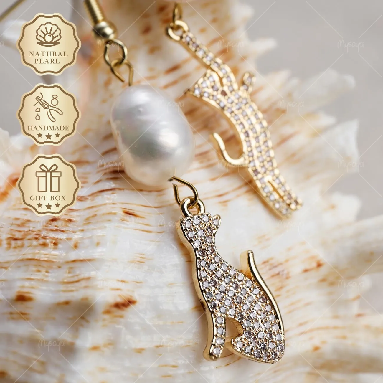 

Серьги Mysoya с пресноводным жемчугом неправильной формы, 9-10 мм, в золотой подарочной коробке, подарок на День святого Валентина или день рождения для нее