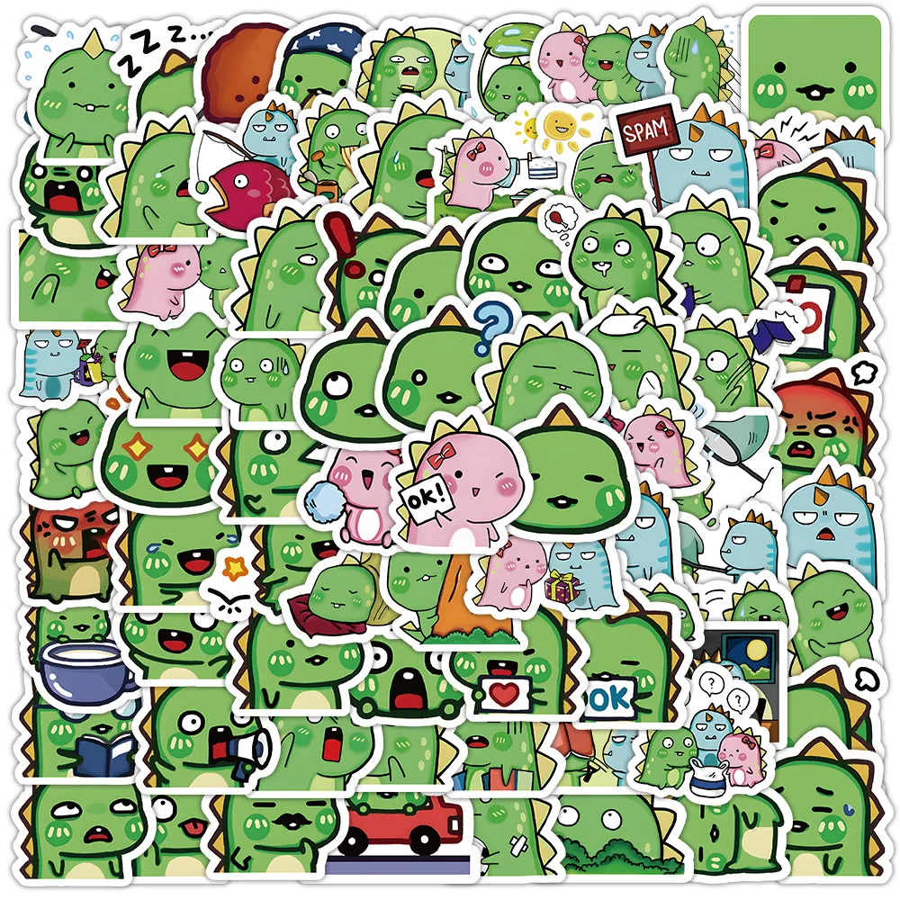 100 قطعة من ملصقات الديناصورات اللطيفة - شارات دينو كرتونية لديكور غرفة الأطفال وهدايا تحفيزية للتعلم (متجر عوالم الرسوم المتحركة)