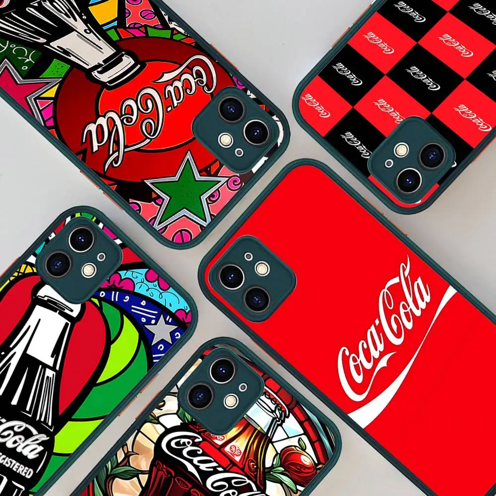 Funda para Teléfono C-Coca-Cola para iPhone 16 15 14 11 12 13 Pro Max Plus 12 XS Max, Carcasa Trasera Mate