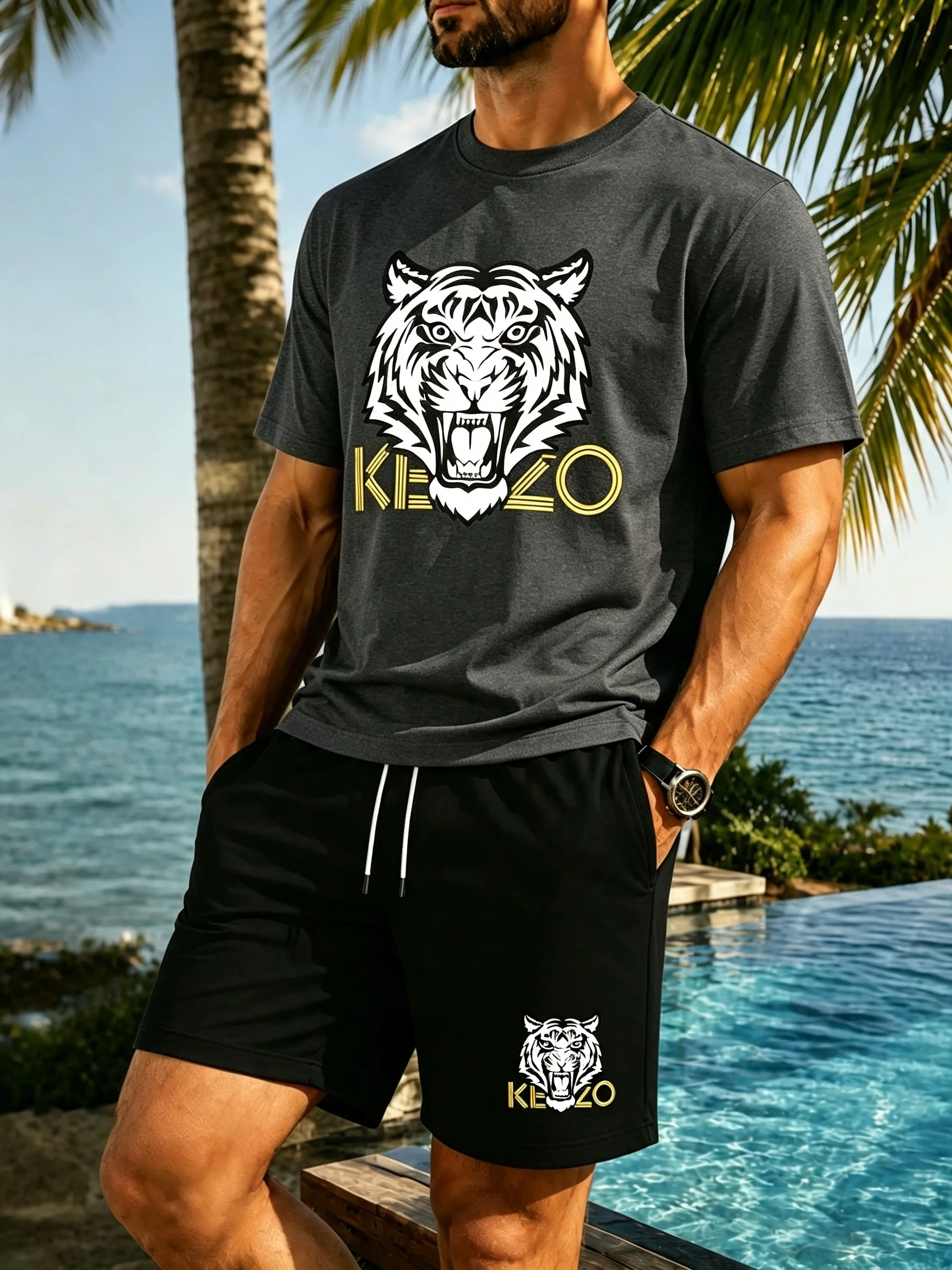 Męski oddychający zestaw koszu – Summer Clothes Fashion recenzja i cena