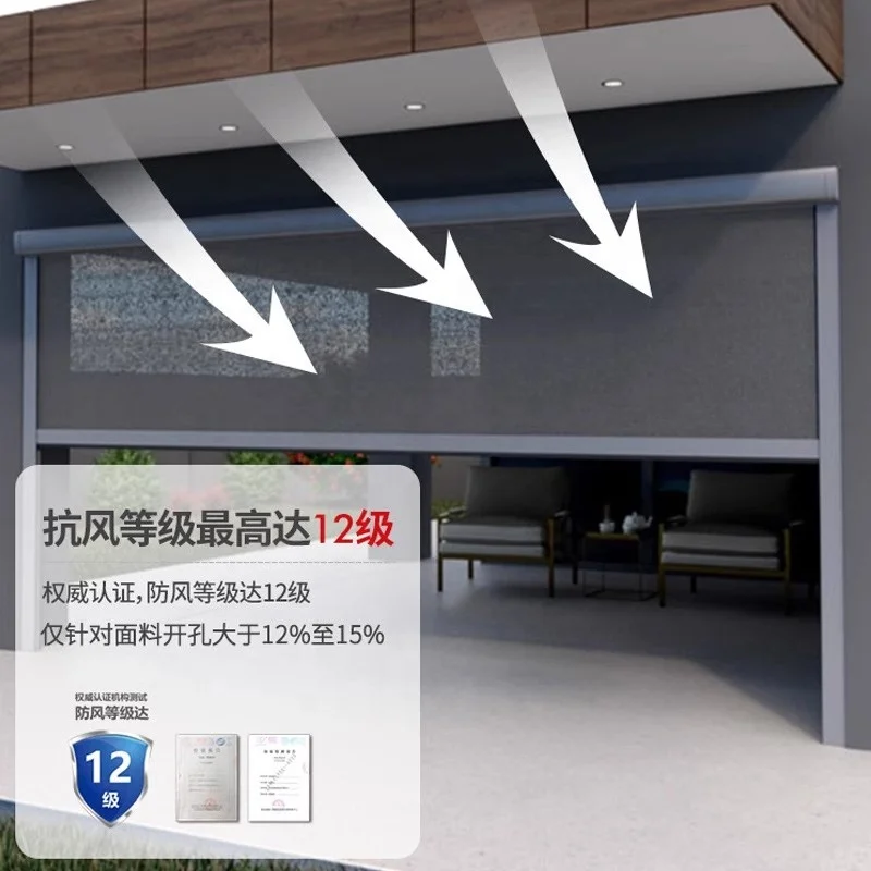 Tirai Luar Ruangan Listrik Layar Teras Bermotor Tirai Luar Ruangan Layar Ritsleting Dapat Ditarik