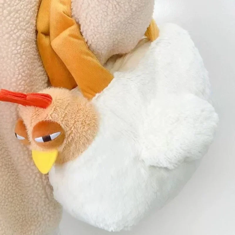 Borsa di peluche a forma di polli creativi borsa a tracolla a tracolla di pollo simpatico cartone animato borsa a tracolla da viaggio per borse da donna per ragazza