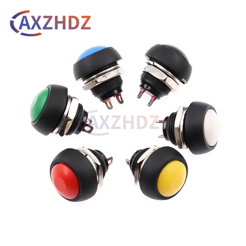 

5PCS PBS-33B Self-reset 12mm Momentary Waterproof Push Mini Button Switch Red Yellow Blue Green Orange White Black 1A250V 3A125V