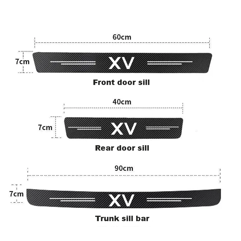 For Subaru XV Logo Carbon fiber pattern car door sill Threshold cill protective sticker paster auto accessories