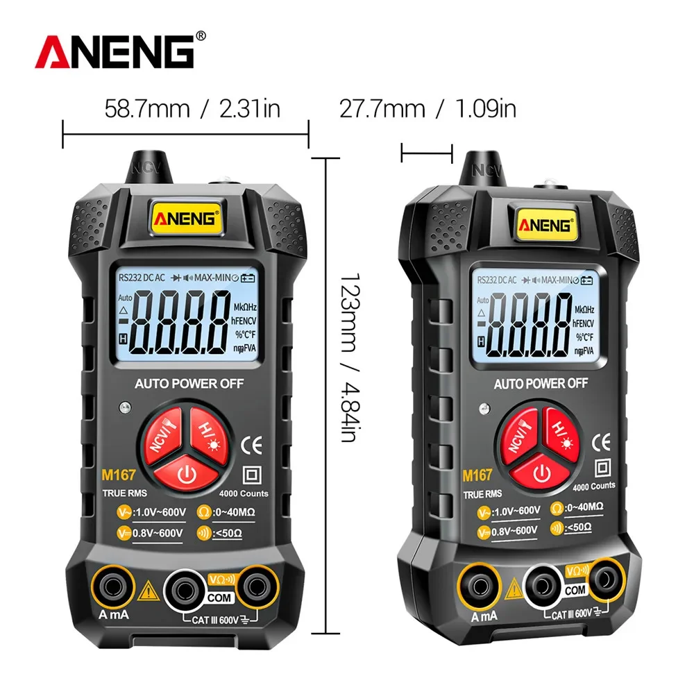 ANENG M167 Digital  Mini Multimeter Profesional 4000 Counts AC/DC Electrical Instruments Tester Auto Range Meter Multimetro Tool