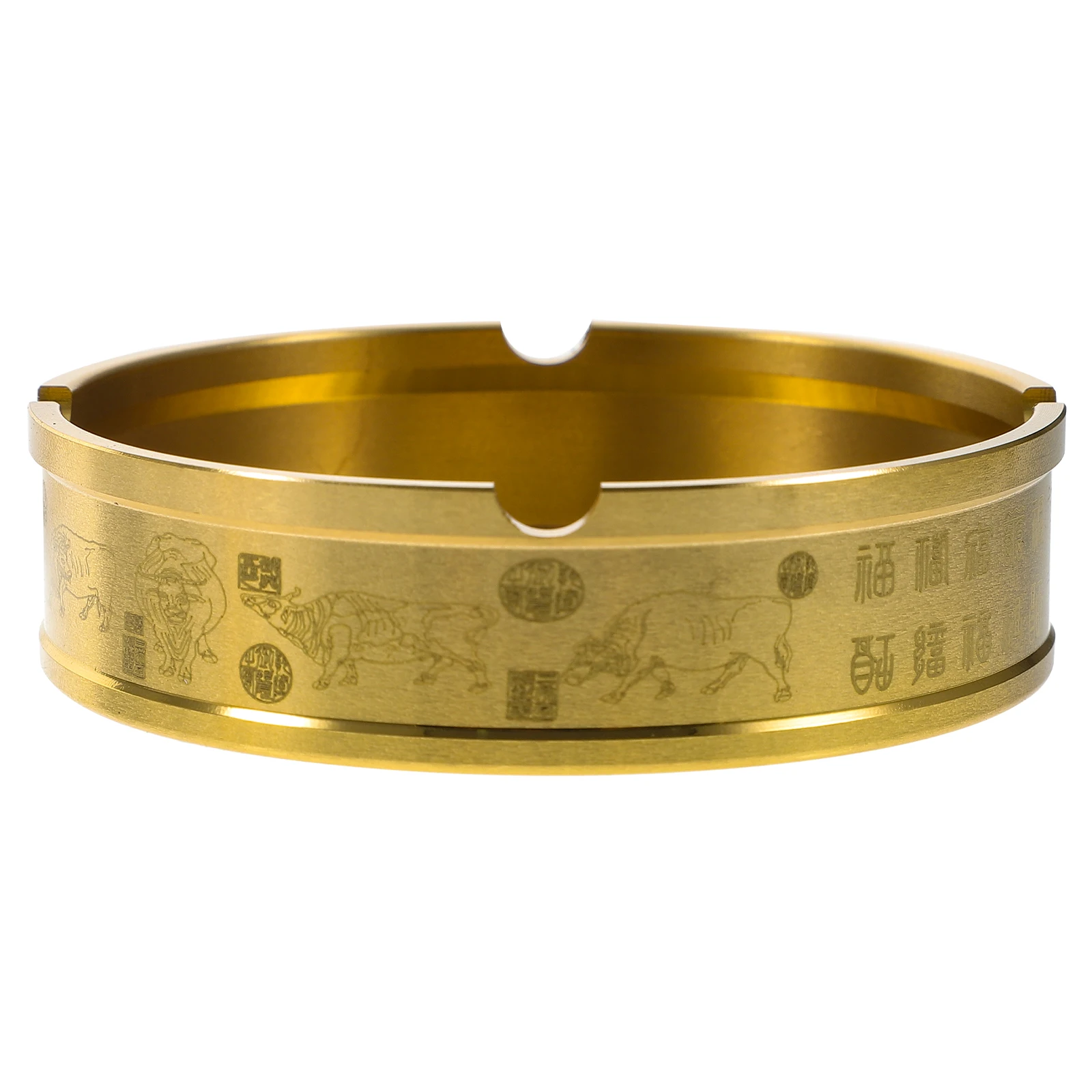 

Sturdy Brass Ashtray Smooth Surface Vintage Pattern Desktop Cigarette Holder Groove Design For Home Office Bar Restaurant Use