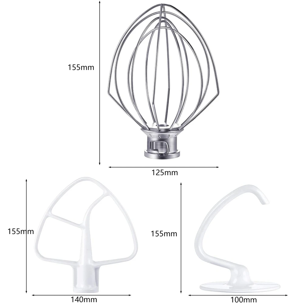 N85R-Blender Kit For K45DH Dough Hook,K45WW Wire Whip,K45B Coated Flat Blade Scraper,6 Pcs Bowl Vertical Mixer Repair Kit